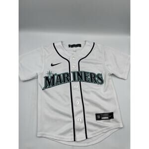 Nike Seattle Mariners Jersey Kids Small White Julio Rodriguez 44 Button Up